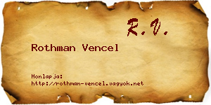 Rothman Vencel névjegykártya